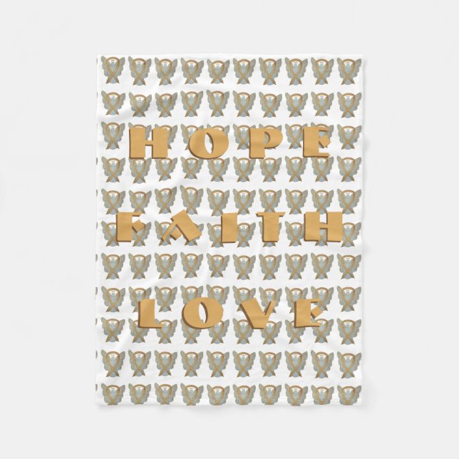 Medvetenhet om cancer Ribbon Angel Blankets Fleecefilt (Framsidan)