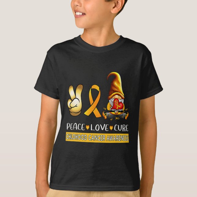 Medvetenhet om cancer Ribbon Peace Kärlek Cure T Shirt (Framsida)