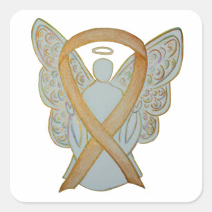 Medvetenhet om cancer Ribbon Sticker Decals Fyrkantigt Klistermärke