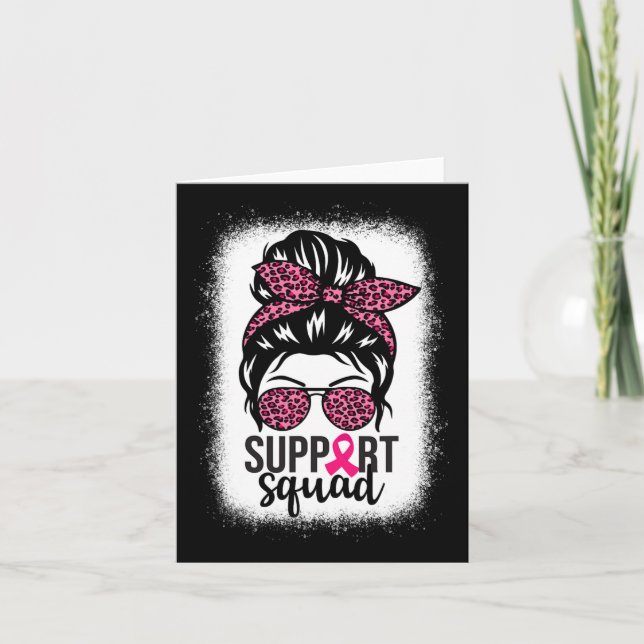 Medvetenhet om cancer Stödtrupp Messy Bun Warrior  Kort (Framsida)