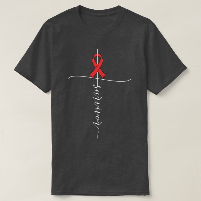 Medvetenhet om cancer Survivor Peach Ribbon T Shirt (Design framsida)
