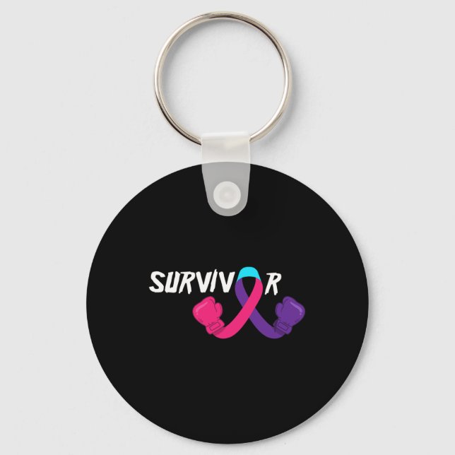 Medvetenhet om cancer Survivor Support Thyroid Can Nyckelring (Framsida)