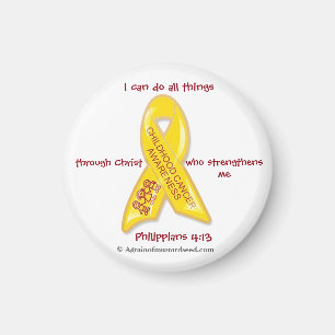 Medvetenhet om cancer vid barncancer Phil 4:13 Magnet
