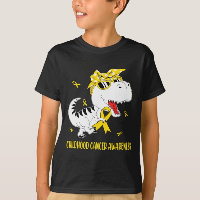 Medvetenhet om cancer vid cancer hos barn Dinosaur T Shirt (Framsida)