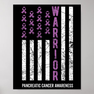 Medvetenhet om cancer vid Lila med Ribbon Pancreat Poster