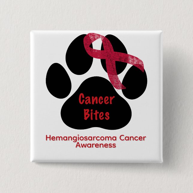 Medvetenhet om Canine Hemangiosarcoma Dow Paw-knap Knapp (Framsida)