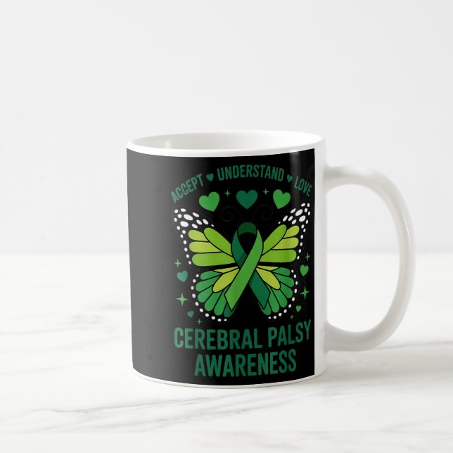 Medvetenhet om cerebral pares Grön bandfjäril Kaffemugg (Höger)