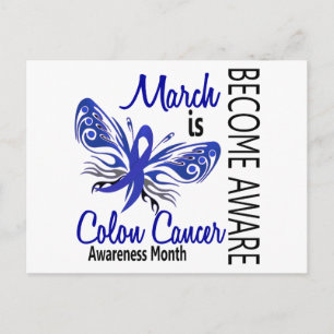 Medvetenhet om Colon Cancer Månad Butterfly 3.1 Vykort