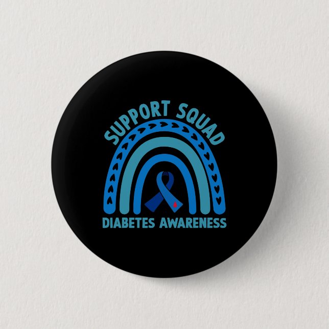 Medvetenhet om diabetes Blue Support Squad Diabete Knapp (Framsida)