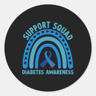 Medvetenhet om diabetes Blue Support Squad Diabete Runt Klistermärke