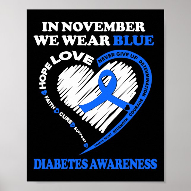 Medvetenhet om diabetes I november Bäror vi blått Poster (Framsidan)