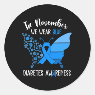 Medvetenhet om diabetes I november Bäror vi blått Runt Klistermärke