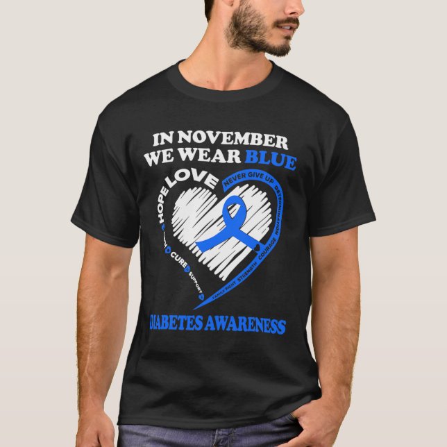 Medvetenhet om diabetes I november Bäror vi blått T Shirt (Framsida)