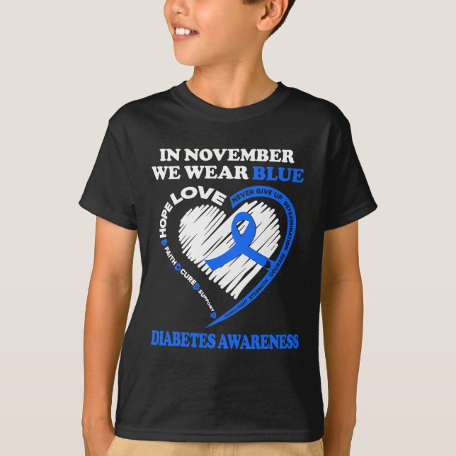 Medvetenhet om diabetes I november Bäror vi blått T Shirt (Framsida)