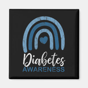 Medvetenhet om diabetes Månad för retro regnbåge T Magnet