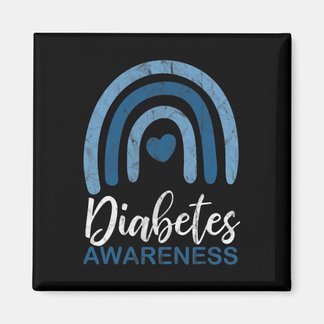 Medvetenhet om diabetes Månad för retro regnbåge T Magnet (Framsidan)