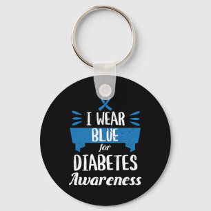 Medvetenhet om diabetes Månad I Bära Blue T1 T2 Nyckelring