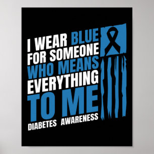 Medvetenhet om diabetes Månad Messy Bun Mor T1 T2 Poster