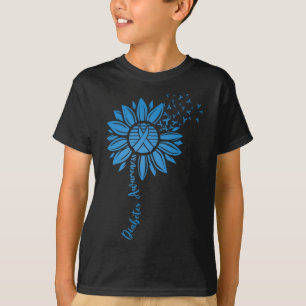 Medvetenhet om diabetes Månad Solrosblå sup T Shirt