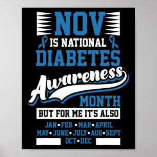 Medvetenhet om diabetes Månad T1 T2 Poster