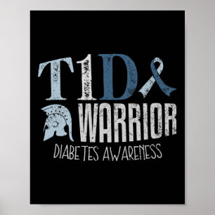 Medvetenhet om diabetes Månad T1d Diabetes Warrior Poster