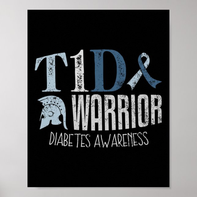 Medvetenhet om diabetes Månad T1d Diabetes Warrior Poster (Framsidan)