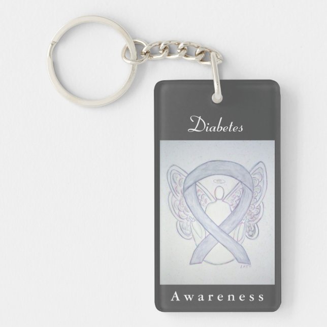 Medvetenhet om diabetes - nyckelkedja med ribbon A (Framsidan)