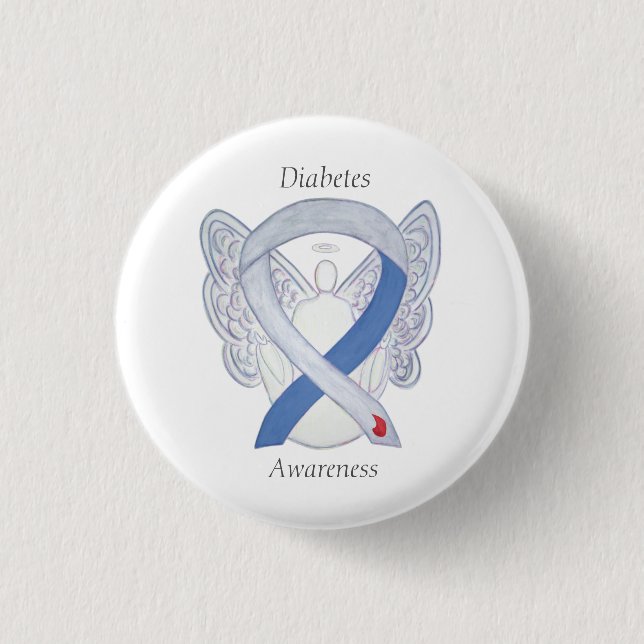 Medvetenhet om diabetes Ribbon Angel Customized Ar Knapp (Framsida)