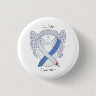Medvetenhet om diabetes Ribbon Angel Customized Ar Knapp