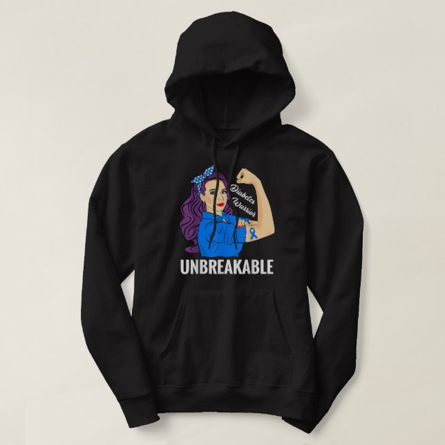 Medvetenhet om diabetes (sockersjuka) typ 1 2 hoodie (Design framsida)
