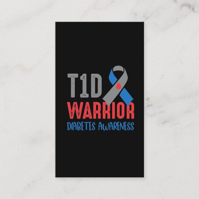 Medvetenhet om diabetes T1D Warrior Diabetes Visitkort (Framsida)