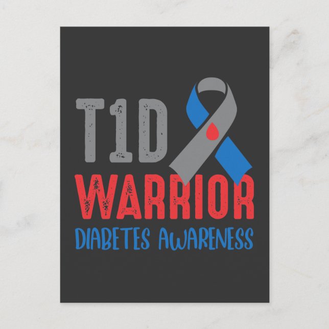 Medvetenhet om diabetes T1D Warrior Diabetes Vykort (Framsida)