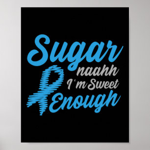 Medvetenhet om diabetes typ 1 2 - diabetes T1d T2d Poster