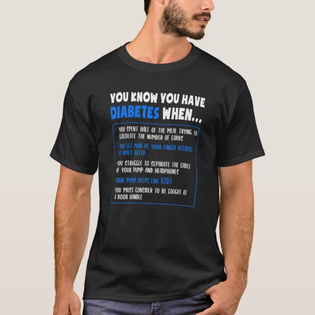 Medvetenhet om diabetes Typ 1 Funny Pun eller Qu T Shirt (Framsida)