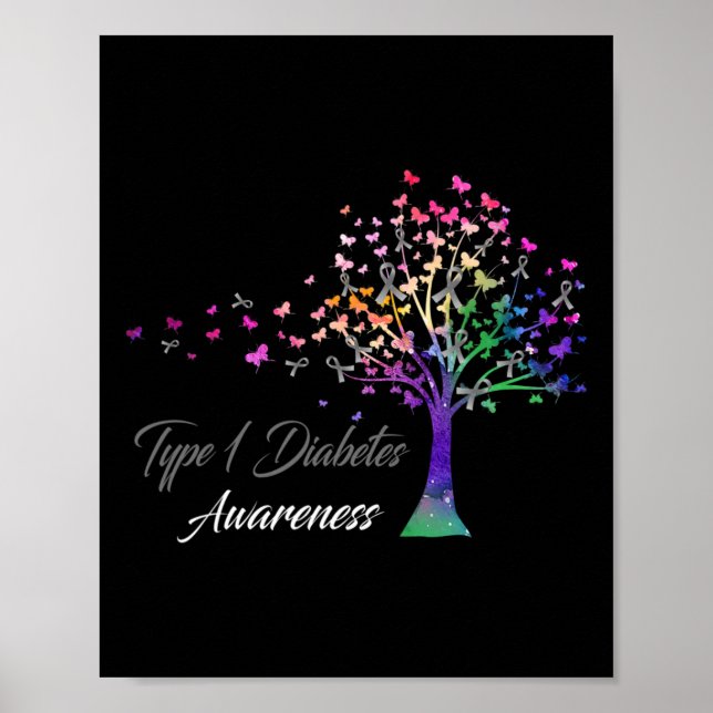 Medvetenhet om diabetes typ 1 i träd poster (Framsidan)