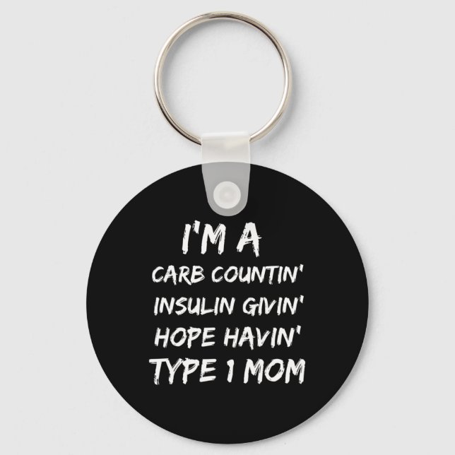 Medvetenhet om diabetes typ 1 Mamma månad Nyckelring (Framsida)