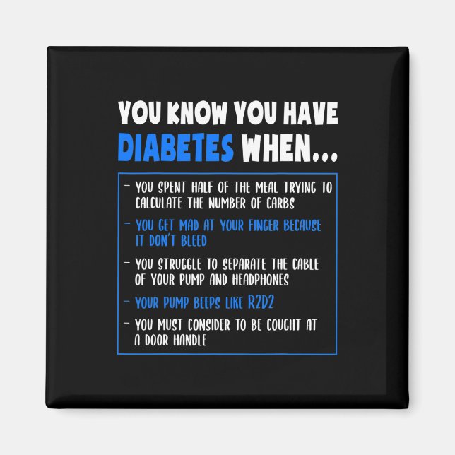 Medvetenhet om diabetes Typ 1 Roligt Pun eller Quo Magnet (Framsidan)