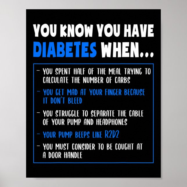 Medvetenhet om diabetes Typ 1 Roligt Pun eller Quo Poster (Framsidan)