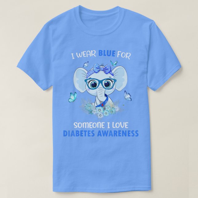 Medvetenhet om diabetesneksamhet Elephant Co T Shirt (Design framsida)
