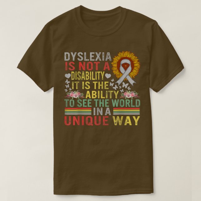 Medvetenhet om dyslexi Se Unik funktionsnedsättnin T Shirt (Design framsida)