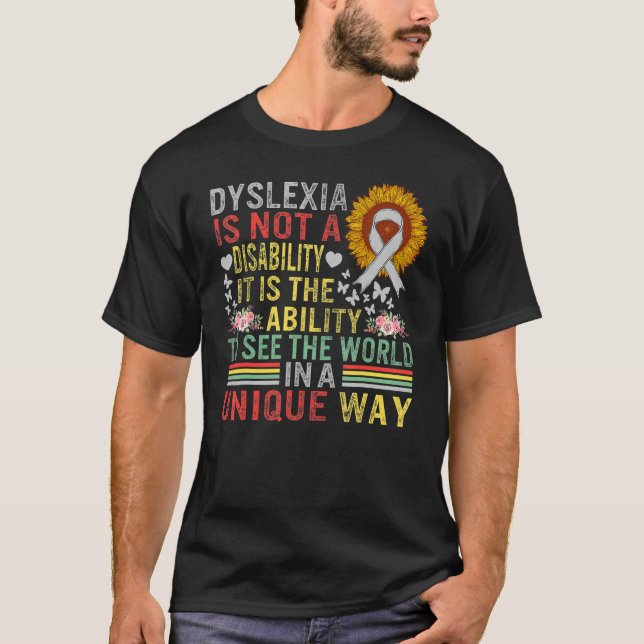 Medvetenhet om dyslexi Se Unik funktionsnedsättnin T Shirt (Framsida)