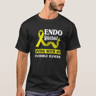Medvetenhet om Endo Warrior Gult Ribbon Endometrio T Shirt