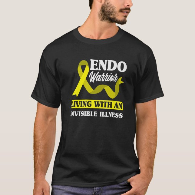 Medvetenhet om Endo Warrior Gult Ribbon Endometrio T Shirt (Framsida)
