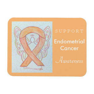Medvetenhet om endometrial cancer Ribbon Angel Mag Magnet