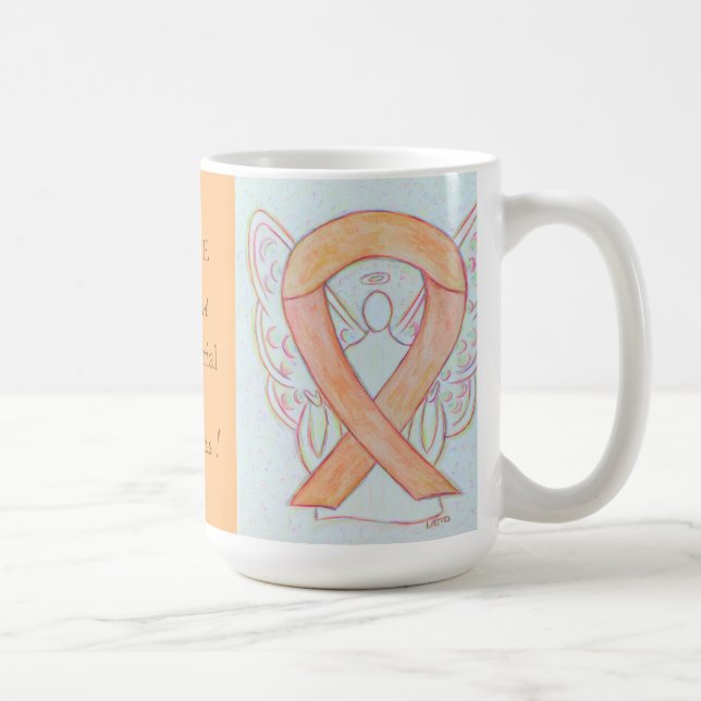 Medvetenhet om endometrial cancer Ribbon Angel Mug Kaffemugg (Höger)