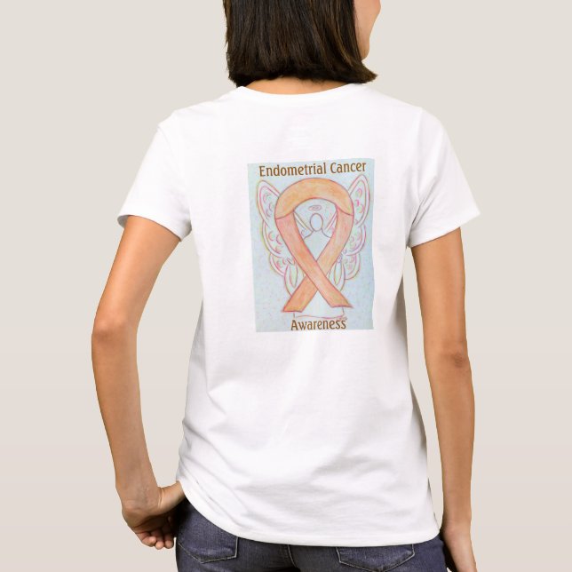 Medvetenhet om endometrial cancer Ribbon Angel Tee (Baksida)
