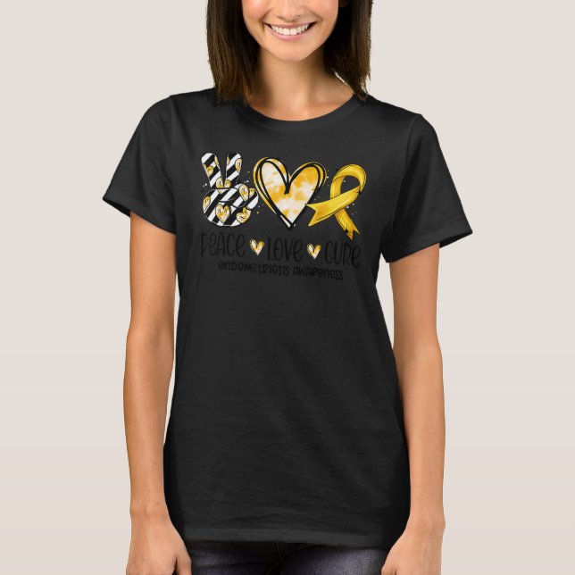 Medvetenhet om Endometrios i Peace Kärlek Cure T Shirt (Framsida)