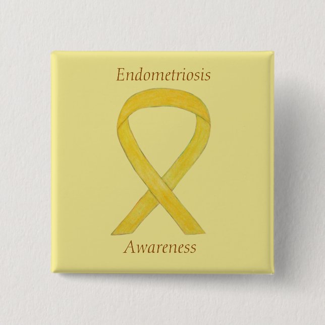 Medvetenhet om endometrios Ribbon Anpassningsbar P Knapp (Framsida)