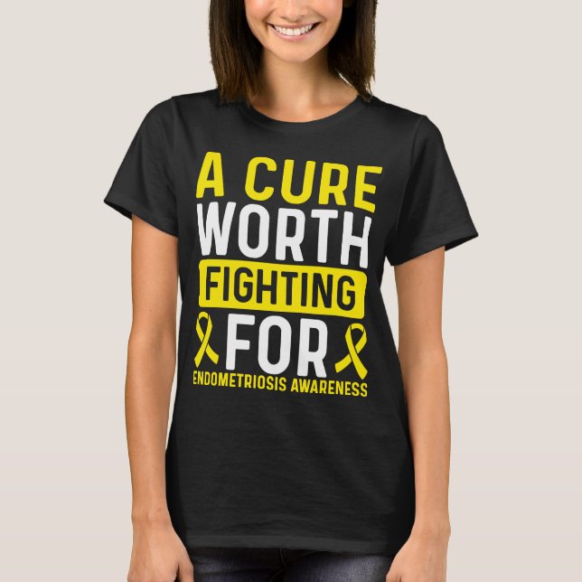 Medvetenhet om endometrios Ribbon Cure Survivor T Shirt (Framsida)