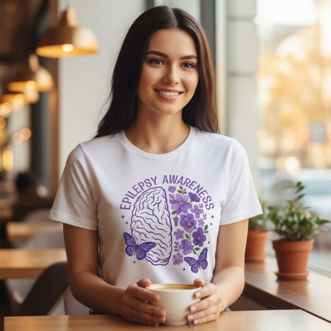 Medvetenhet om epilepsi fjärilar Blommig gåva T Shirt (Skapare uppladdad)